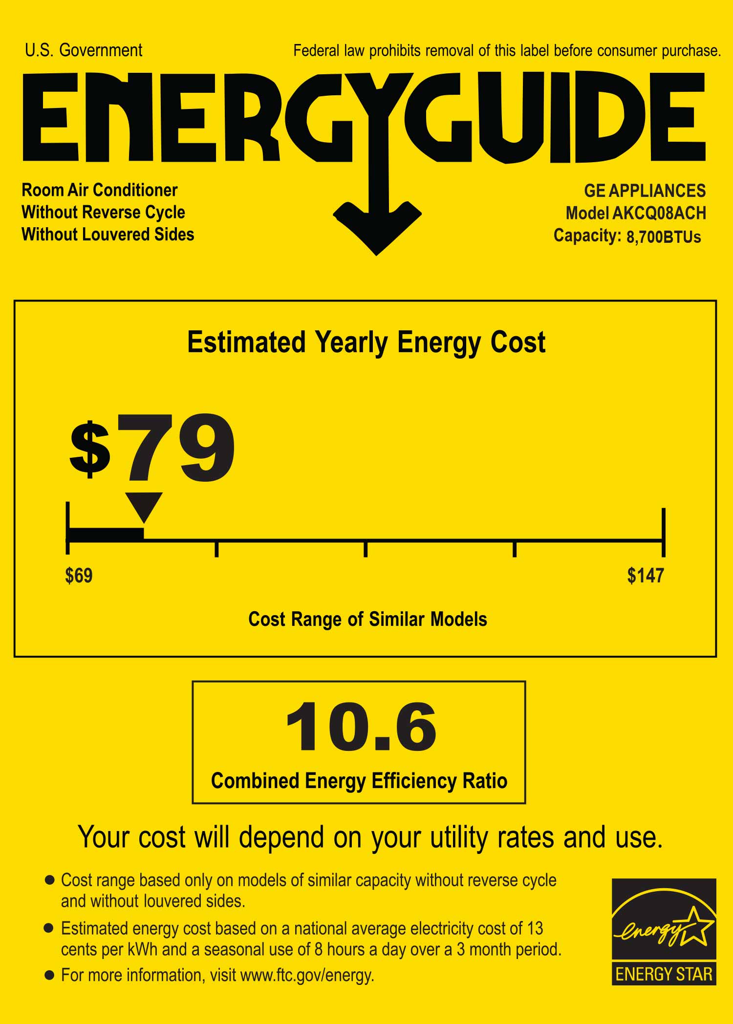 GE 11,800 BTU Through-the-Wall Air Conditioner - Cooling Only